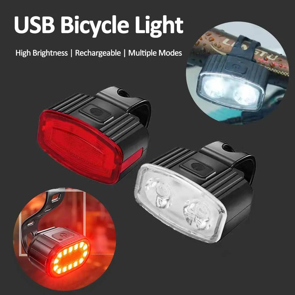 LED Bike Light Bicycle Front Rear lights USB Charge Headlight Cycling Taillight Bicycle Lantern bike Accessories Lam